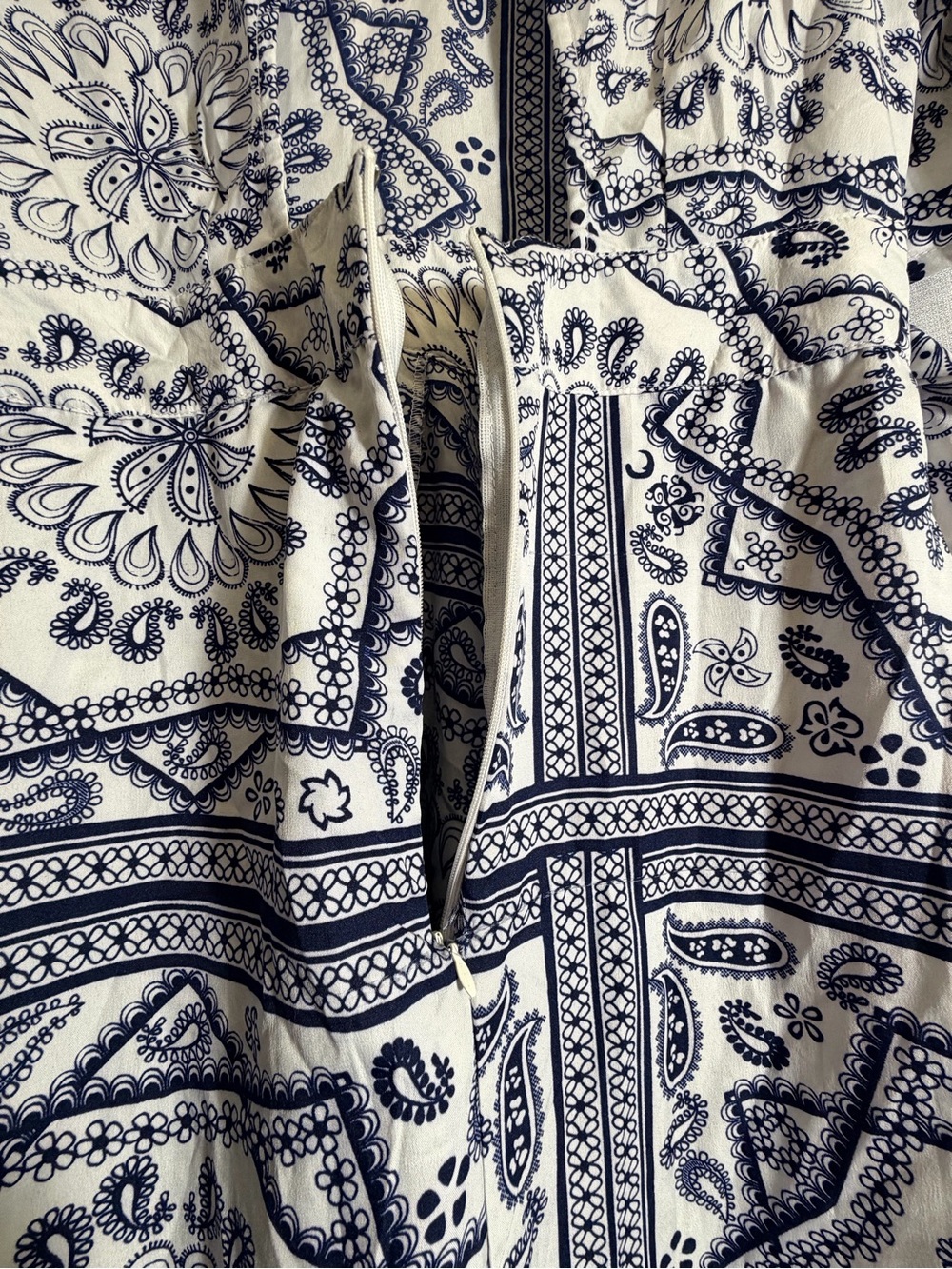 True Destiny White & Navy Paisley Overlay Romper - Picture 12 of 15
